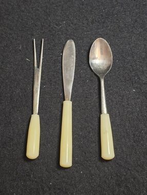 vintage mid-century stainless steel appetizer or hors d'oeuvre utensils